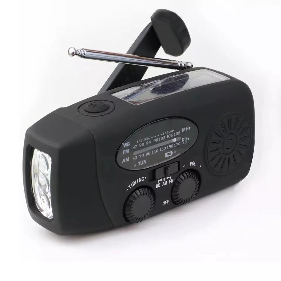 Foreign trade e-commerce hot sale multi-function hand crank radio emergency disaster prevention SOS radio strong light flashlight portable