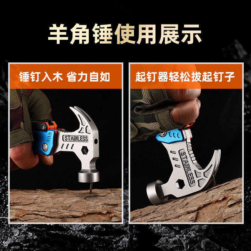 multi-function folding mace pliers combination tool hammer outdoor claw hammer camping stainless steel emergency vehicle tool