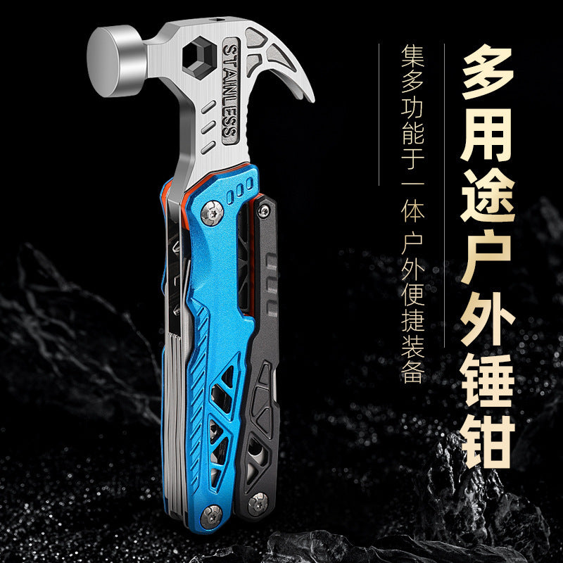 multi-function folding mace pliers combination tool hammer outdoor claw hammer camping stainless steel emergency vehicle tool