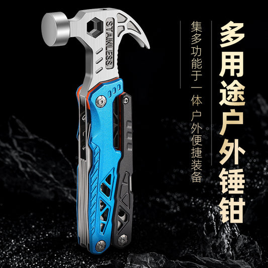 multi-function folding mace pliers combination tool hammer outdoor claw hammer camping stainless steel emergency vehicle tool