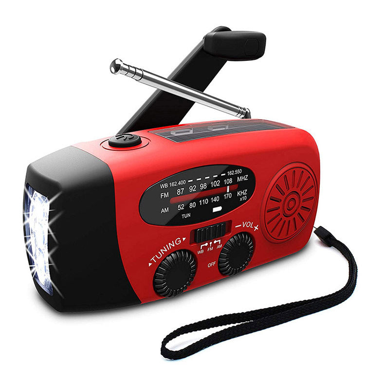 Foreign trade e-commerce hot sale multi-function hand crank radio emergency disaster prevention SOS radio strong light flashlight portable