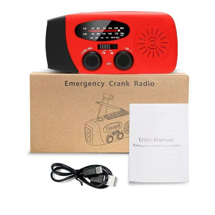 Foreign trade e-commerce hot sale multi-function hand crank radio emergency disaster prevention SOS radio strong light flashlight portable