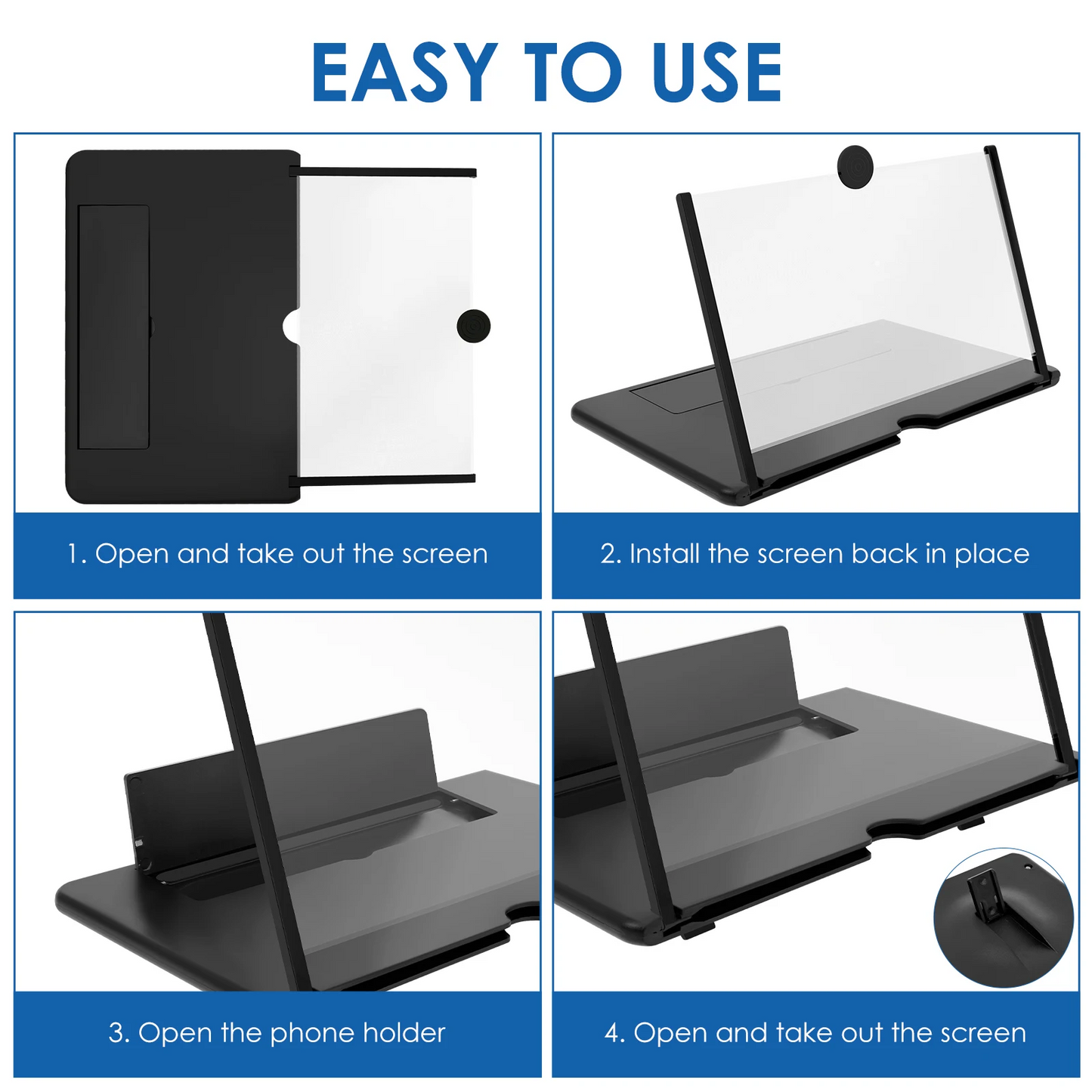 Amplificateur D'Écran Pour Téléphone Portable 3D HD Extensible Et Pliable Pour Cinéma Mobile Et Voyageurs